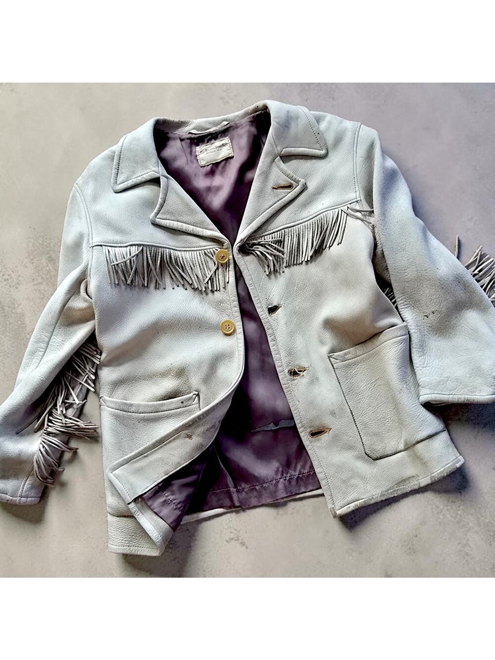 Vintage Childs Fringe Leather Western Jacket Mid-Western Sport Togs Wisconsin